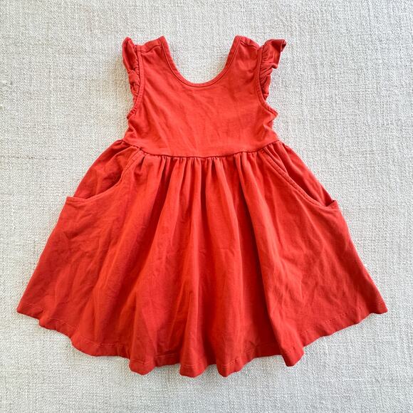 Hanna Andersson Red Pepper Super Soft Skater Dress GUC 3T - Picture 1 of 7